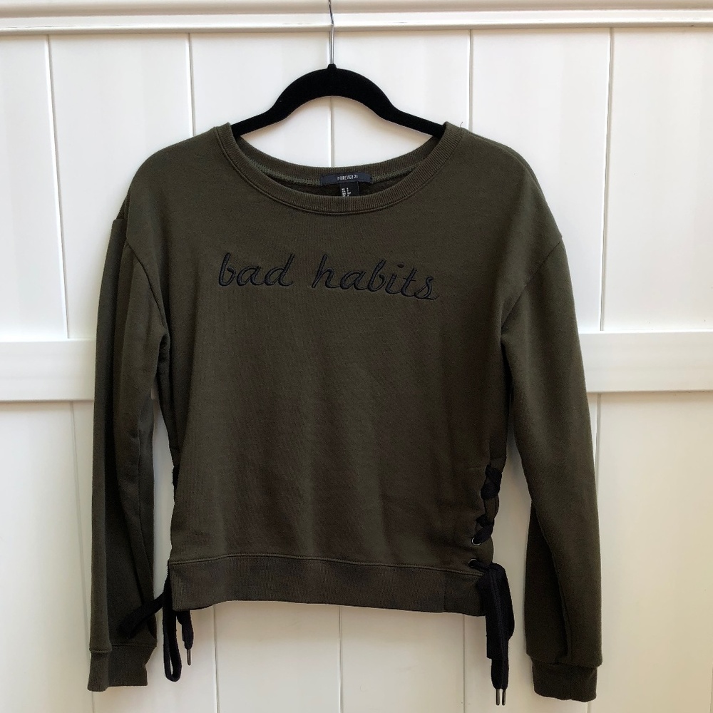 Forever 21 Green Bad Habits Sweater in Women